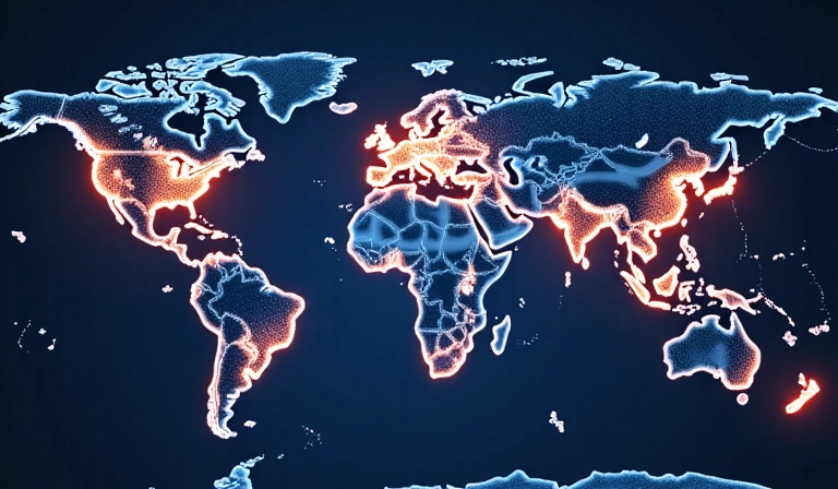 Data transfer concept showing secure global connections