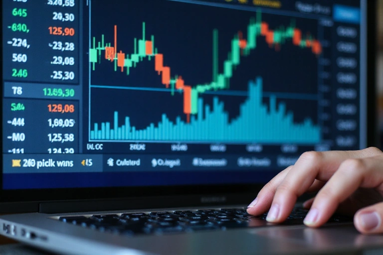 Financial Charts and Graphs with Upward Trend