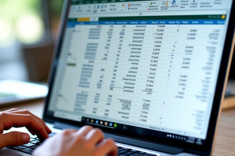 Financial modeling spreadsheet on laptop
