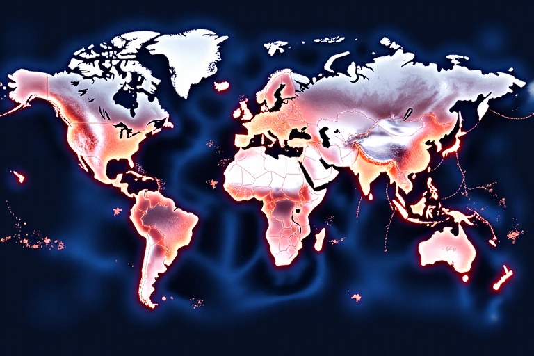 World map with economic data overlays